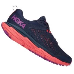 Hoka Challenger ATR 6 Wide D Womens Trail Running Shoes Black Iris/Hot Coral