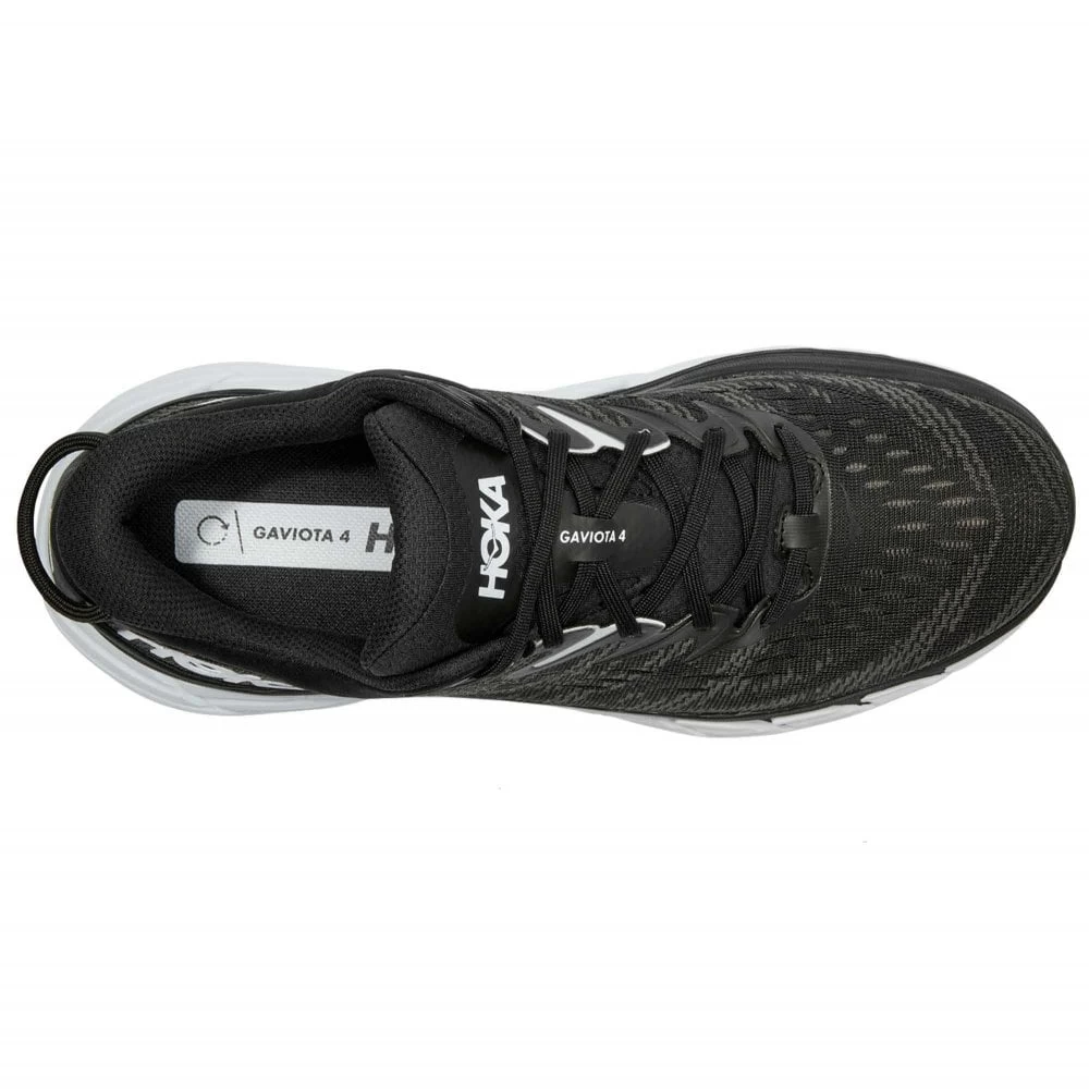 Hoka Gaviota 4 Wide 2E Mens Running Shoes Black/White 3 Hoka Gaviota 4 Wide 2E Mens Running Shoes Black/White - Image 3