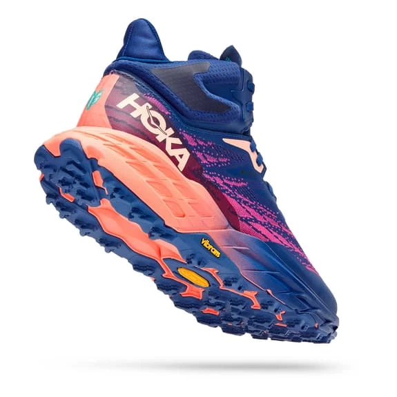 HOKA Speedgoat 5 Mid GORE-TEX Boots Electric Blue Orange Salmon Women 2 HOKA Speedgoat 5 Mid GORE-TEX Boots Electric Blue Orange Salmon Women - Image 2