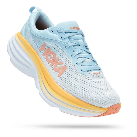 HOKA Bondi 8 Shoes White Light Blue Orange Women 1 HOKA Bondi 8 Shoes White Light Blue Orange Women