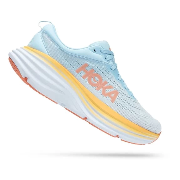 HOKA Bondi 8 Shoes White Light Blue Orange Women 2 HOKA Bondi 8 Shoes White Light Blue Orange Women - Image 2