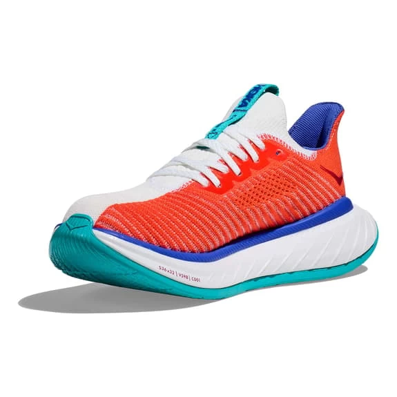 HOKA Carbon X 3 Shoes White Orange Blue Women 3 HOKA Carbon X 3 Shoes White Orange Blue Women - Image 3
