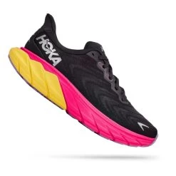 HOKA Arahi 6 Shoes Black Fuchsia Yellow Women