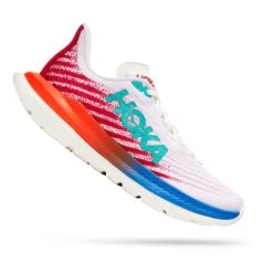 HOKA Mach 5 Running Shoes White Red Navy Blue Women